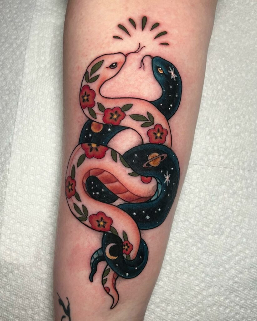 Snake  flowers  Tattoo Abyss Montreal