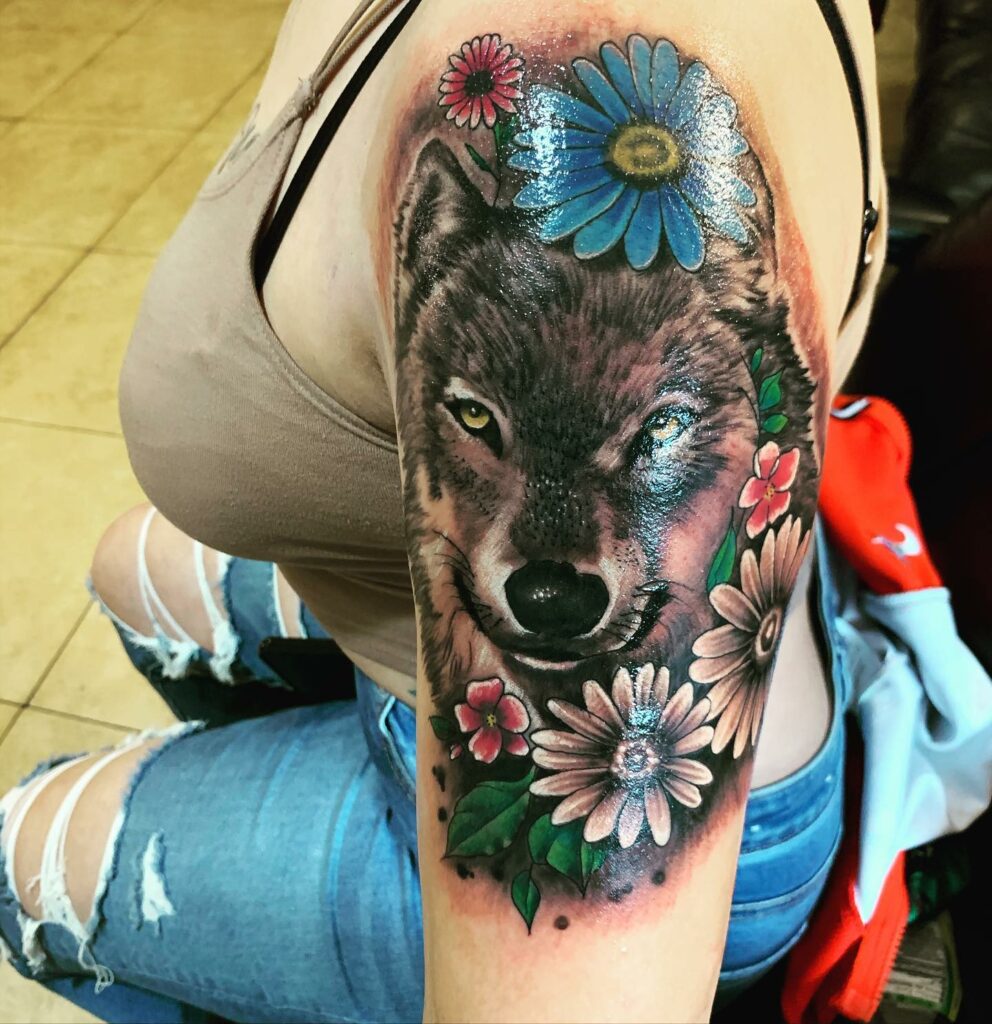 Wolf Tattoos with Flowers  WolfHorde