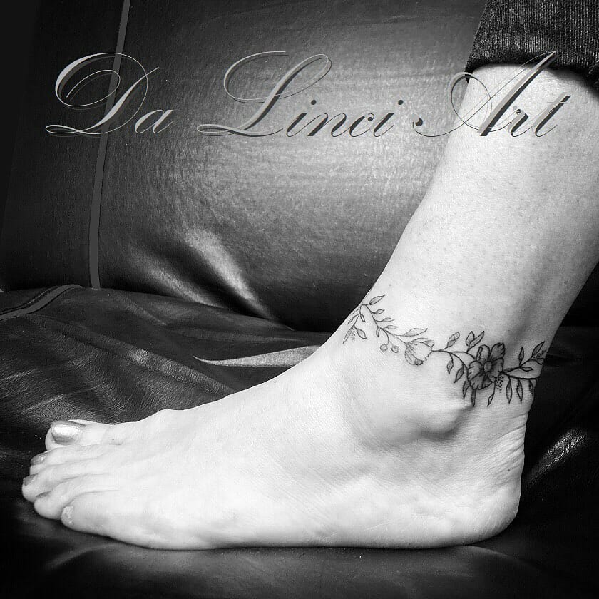 The Tattoo Den  Very small part freehand pet ankle bracelet and charm on  ankle and foot will get better pictures once healed Red is from stencil   tattooed by Ally  Facebook