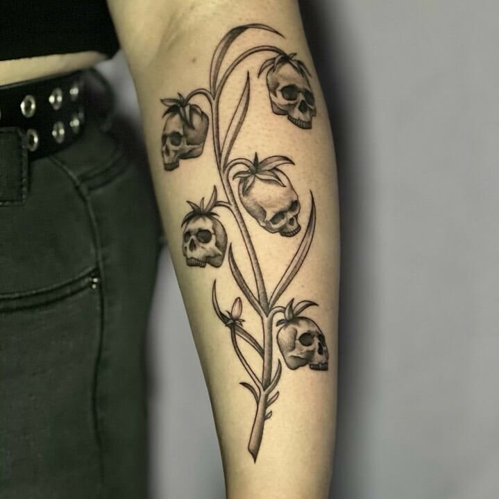 Flower Bud Tattoo Design For Women Skull Forearm Tattoo