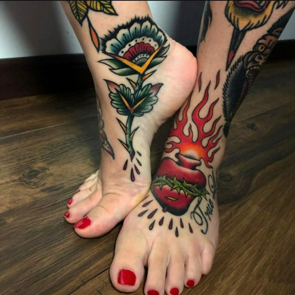 Flower Feet Tattoos For Girls And Women