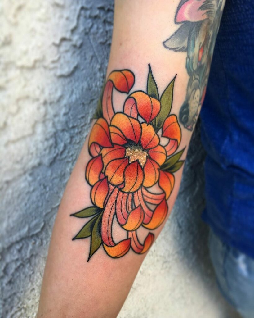 Flower Inner Elbow Tattoo