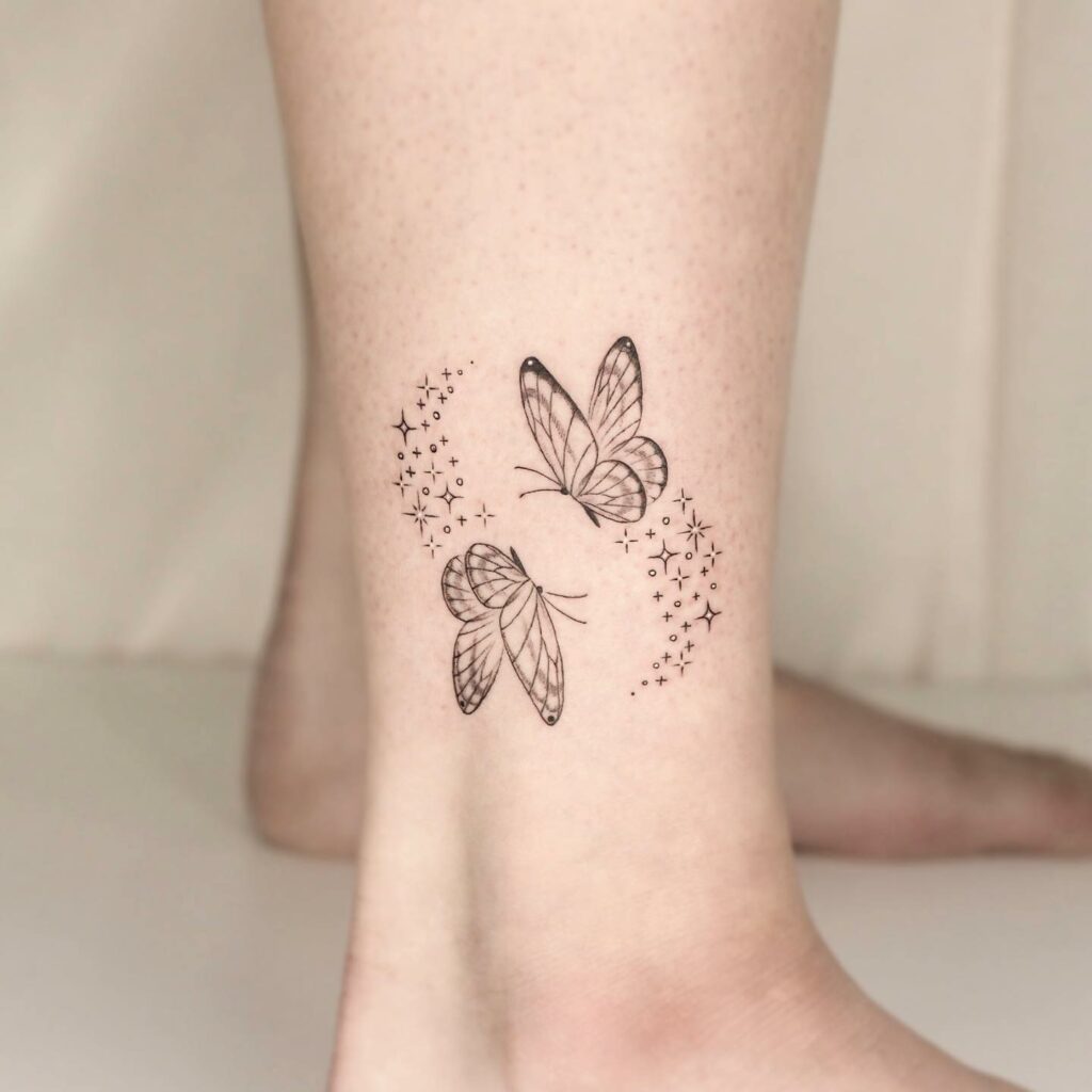 Foot Star Butterfly Tattoo