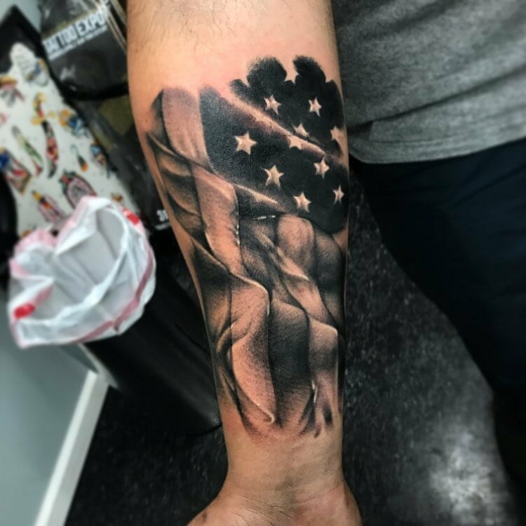 American eagle and flag patriotic tattoo by George Muecke TattooNOW