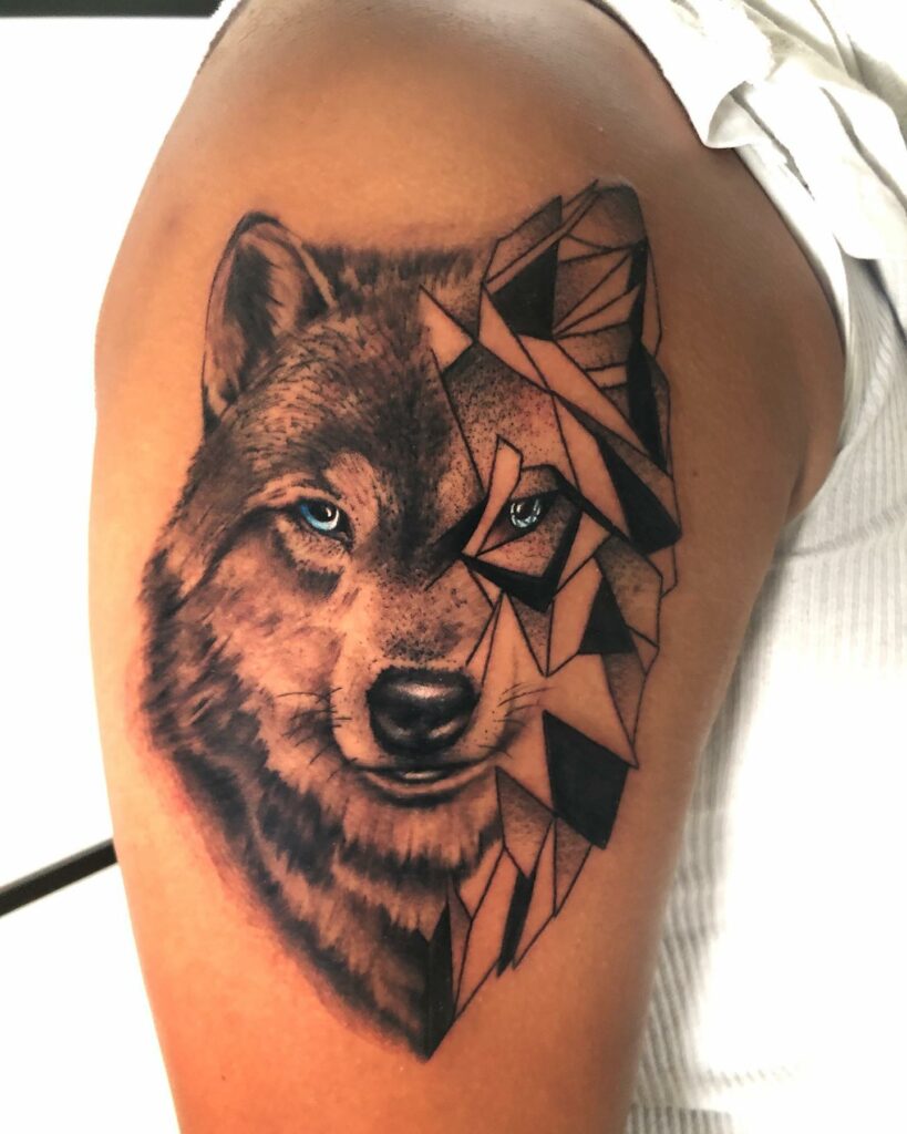 Forearm Geometric Wolf Tattoo