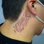 Freehand Name Tattoo On Neck