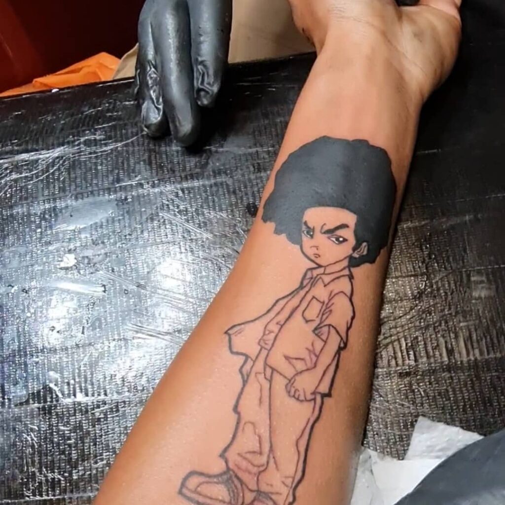Full-Body Portrait of Huey The Boondocks Tattoo