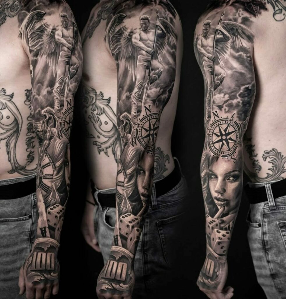 gambling tattoo idea upper arm half sleeve by slaverker on DeviantArt