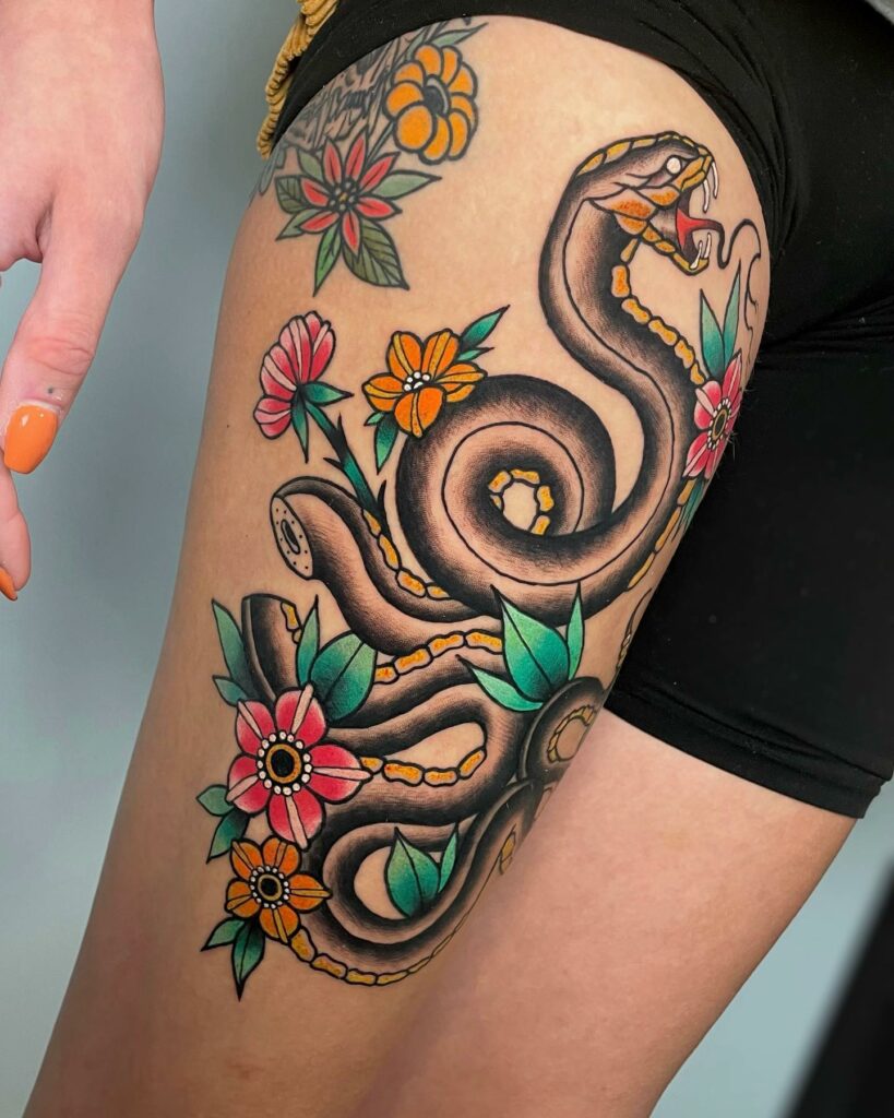 37 Fabulous Snake Tattoos On Thigh  Tattoo Designs  TattoosBagcom