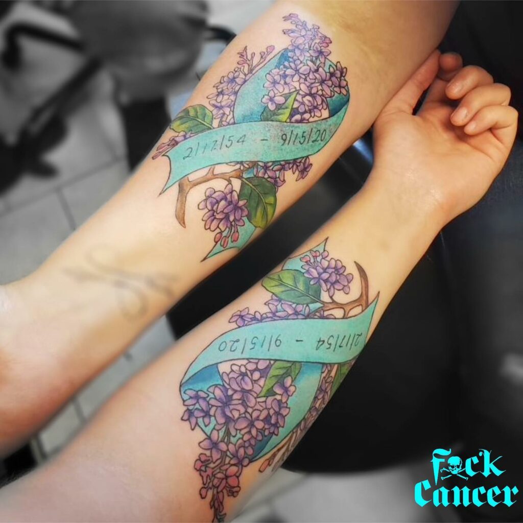 Fxck Cancer Tattoo With Flowers Tattoo