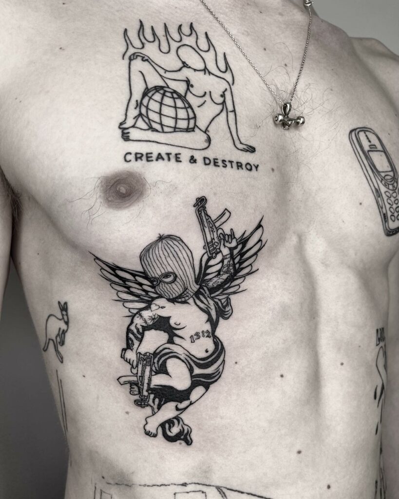 Cherub with gun tattoo meaning