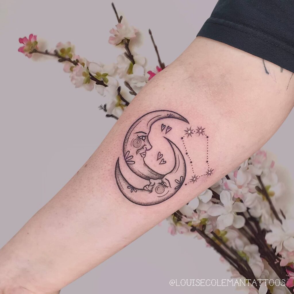 Gemini Tattoo With Moon