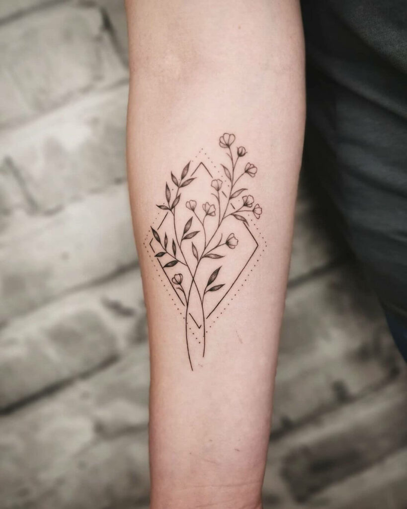 Geometric Baby's Breath Tattoo