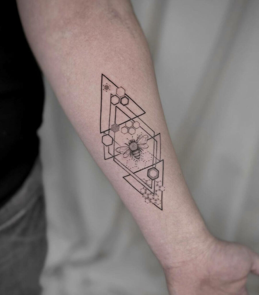Geometric Blackwork Forearm Tattoo