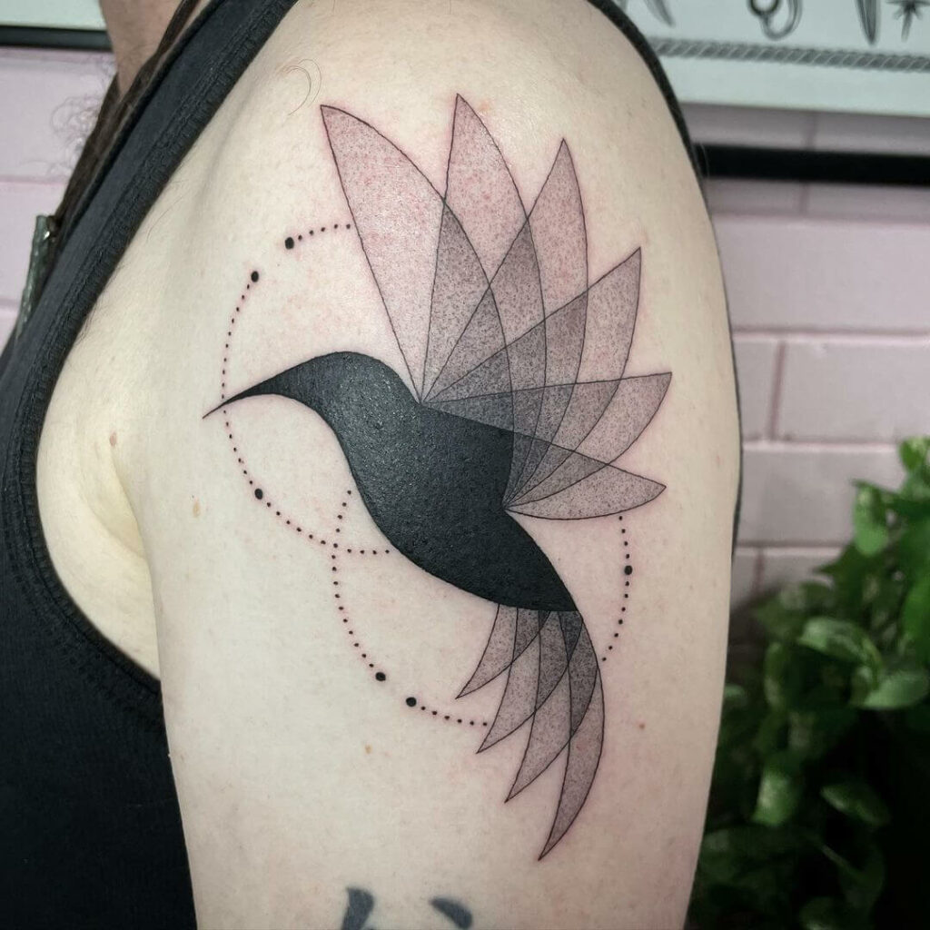 Geometric Hummingbird Silhouette Tattoo