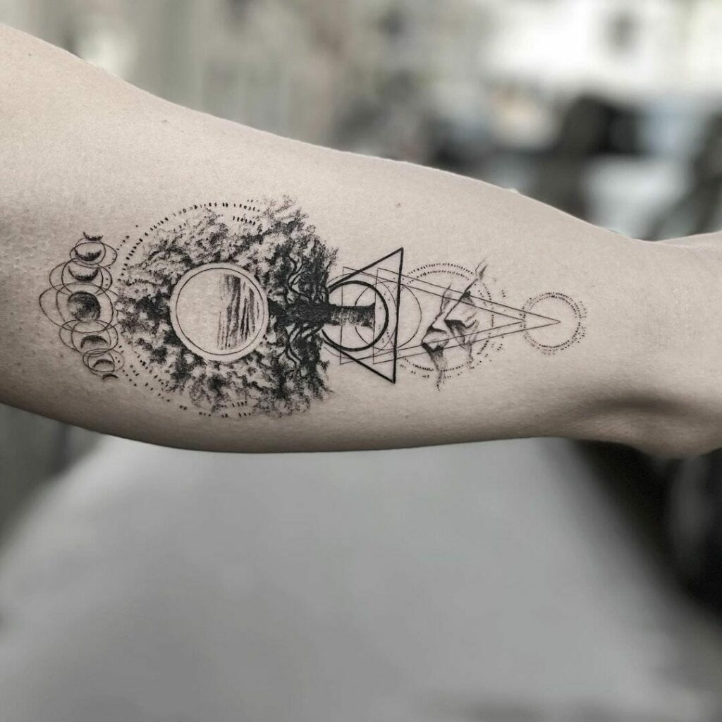 Geometric Linework Art Tattoo