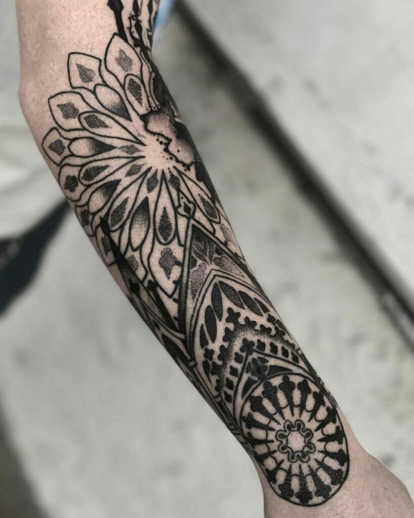 Geometric Outer Forearm Tattoo Sleeve