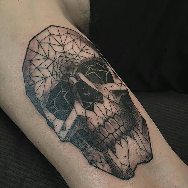 Geometric Skull Half Sleeve Tattoo