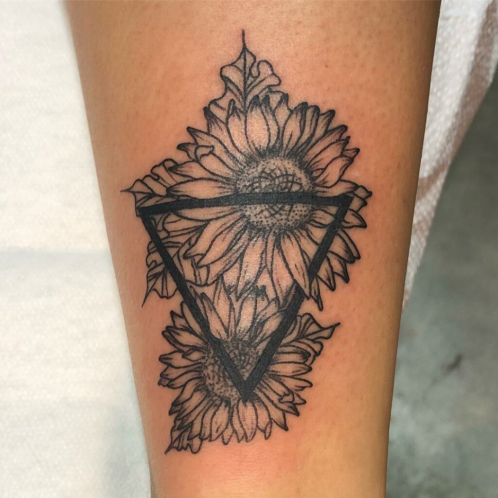 Geometric Sunflower Tattoo