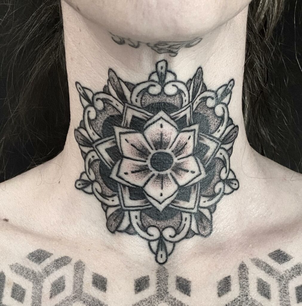 63 Attractive Mandala Neck Tattoos