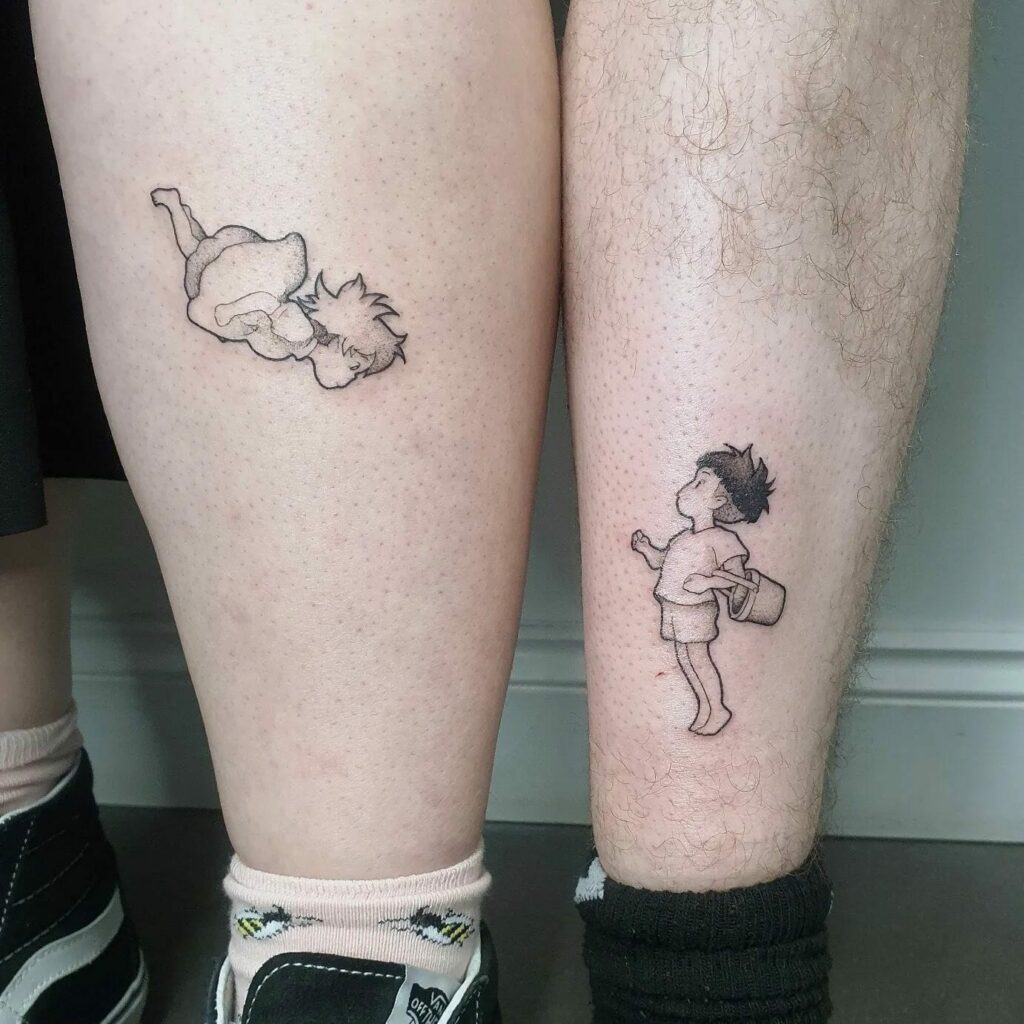 Ghibli Style Small Leg Tattoos