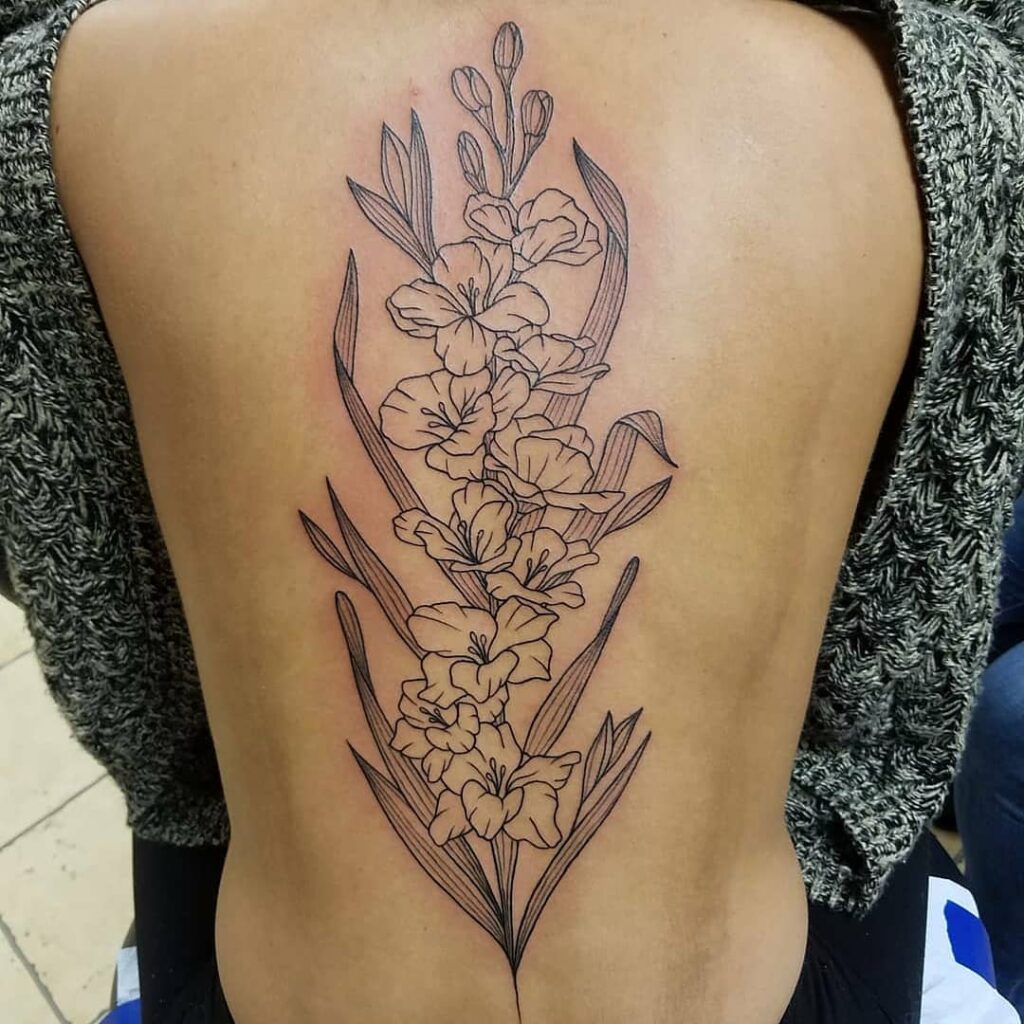 Gladiolus Flower Tattoo Ideas With Black Ink