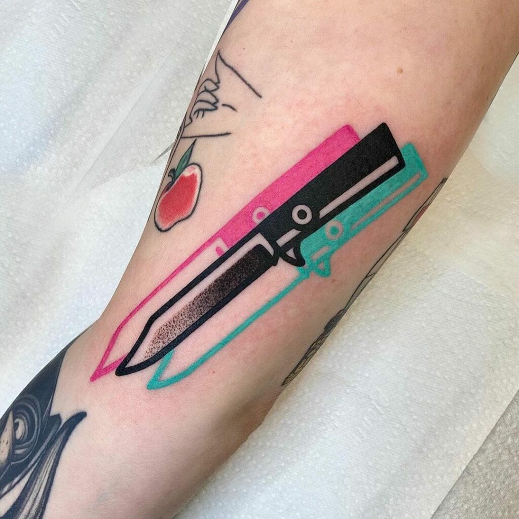 Glitched Knife Tattoo