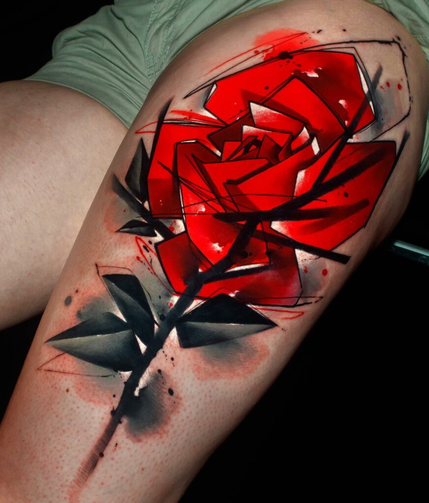 Watercolor Rose Tattoo Design For Foot