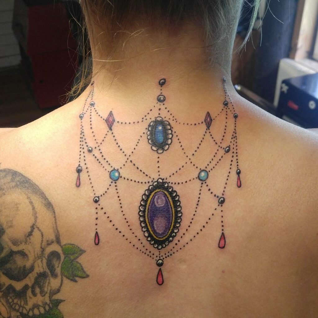 Gorgeous Back Of Neck Tattoos Which Look Like Jewellery
