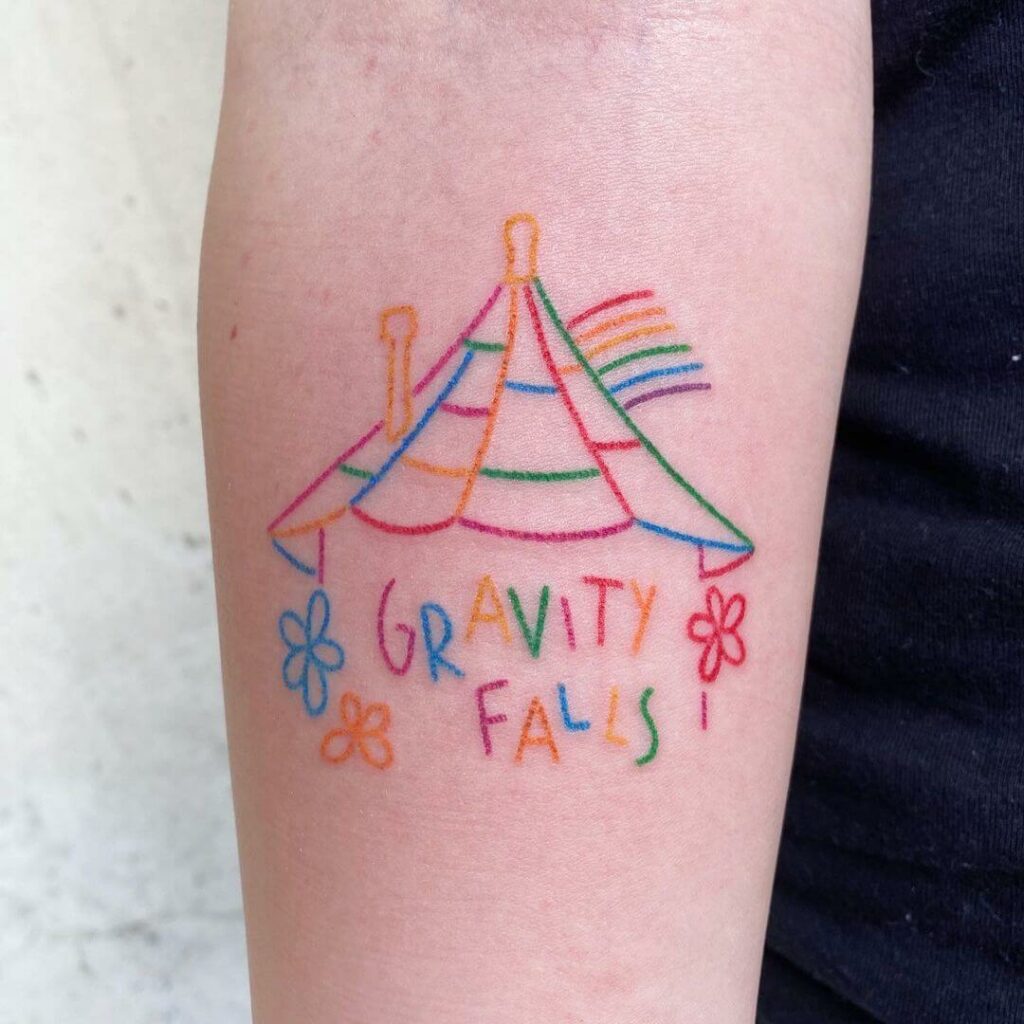 Gravity Falls Hand Poke Rainbow Tattoo
