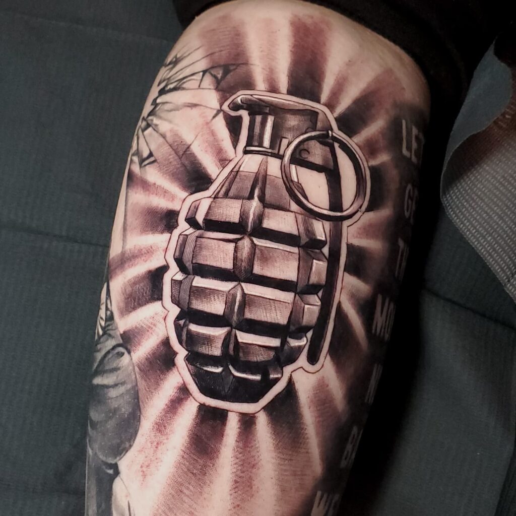 Grenade Leg Tattoo