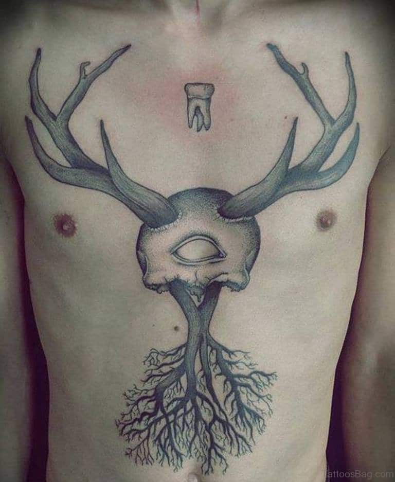 Tree & Deer Skull Tattoo