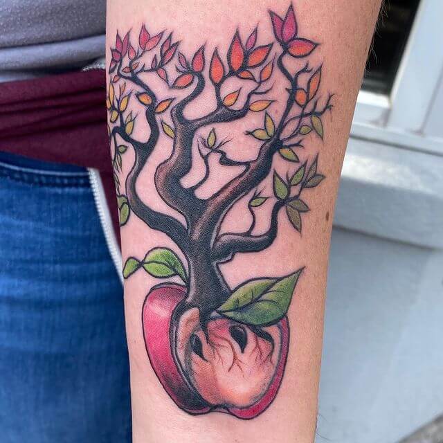 Half Cut Apple Tattoo