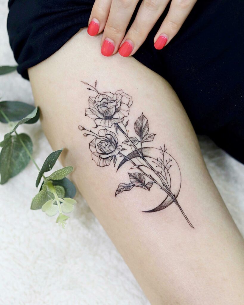 Half Moon With Two Roses