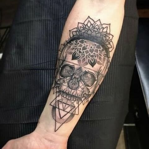 Half Sleeve Skull Tattoo Drawing