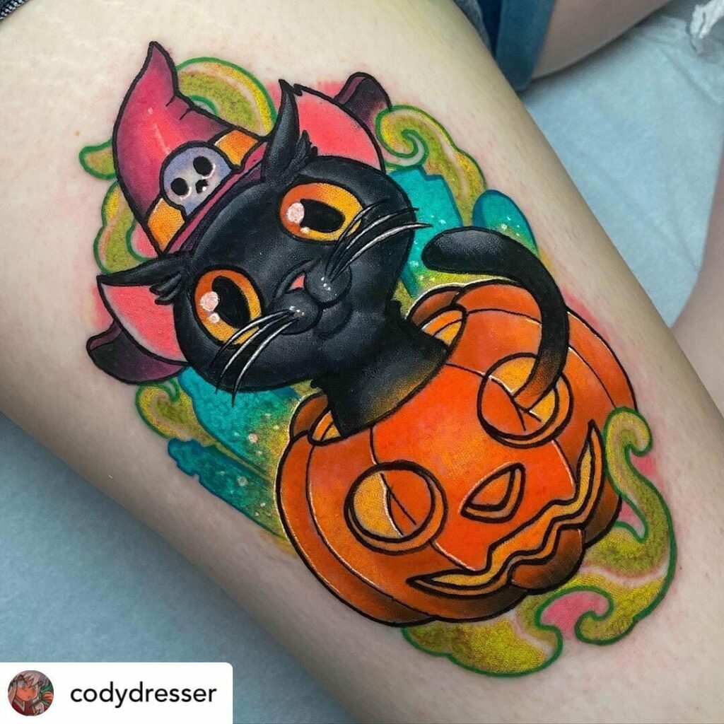 Halloween Cat Tattoo