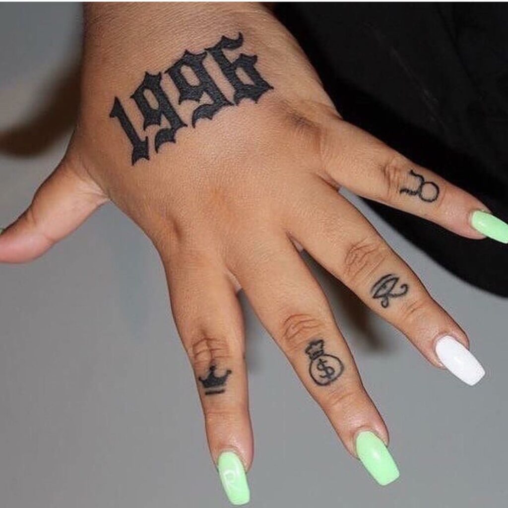 Hand Birth Year Tattoo