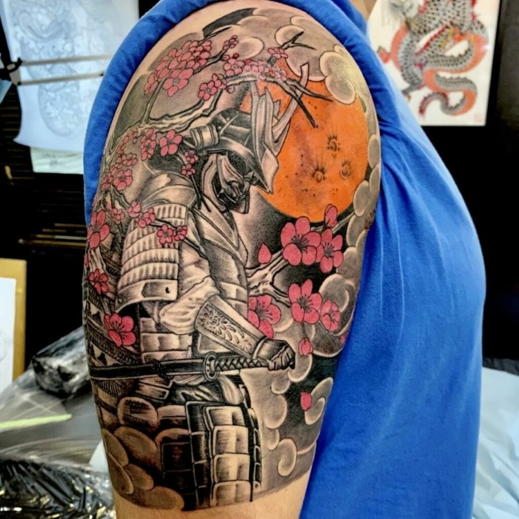 Ghost of Tsushima inspired Samurai Half Mask tattoo done by Daniel Forbes  at Mojo Studios Peoria IL  rtattoos