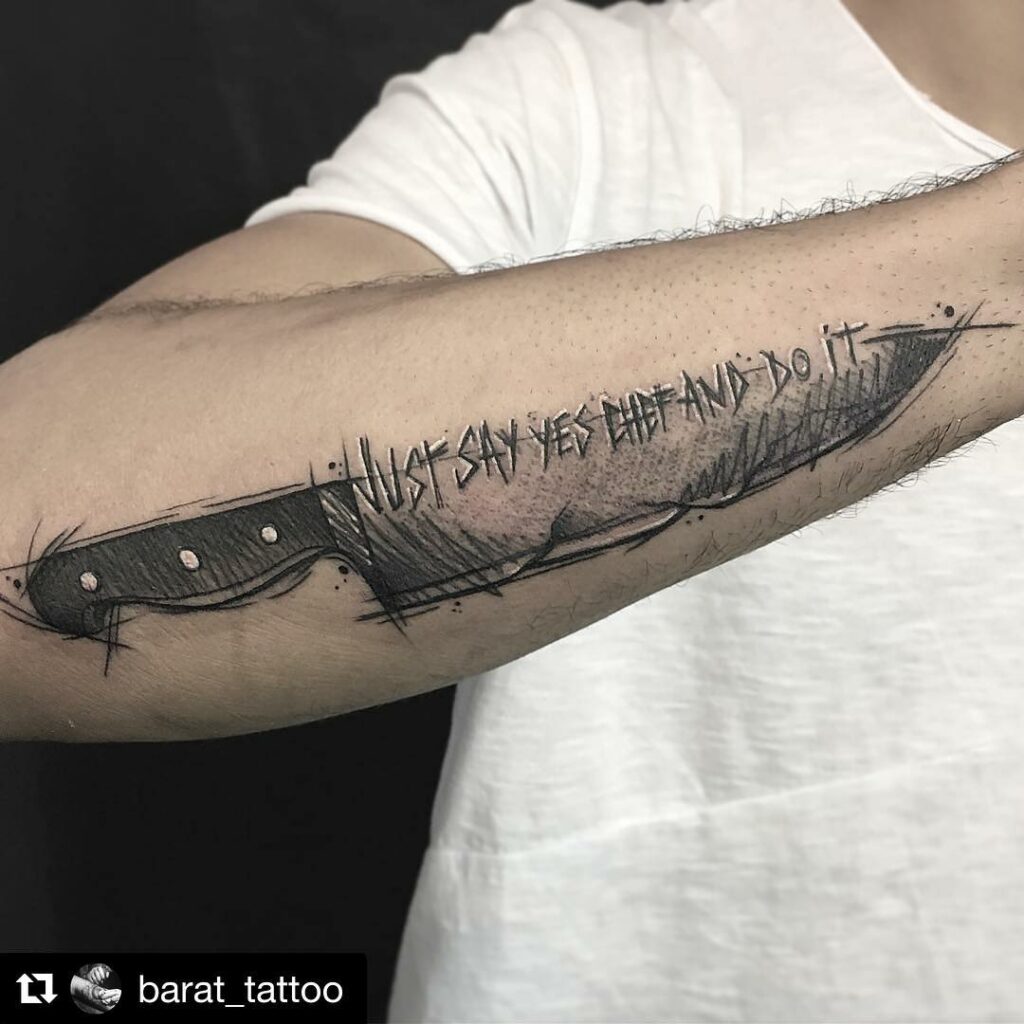 Head Chef Knife Tattoo