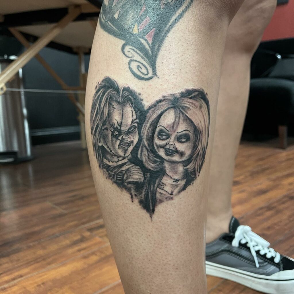 Heart Chucky And Tiffany Tattoo Design For Halloween