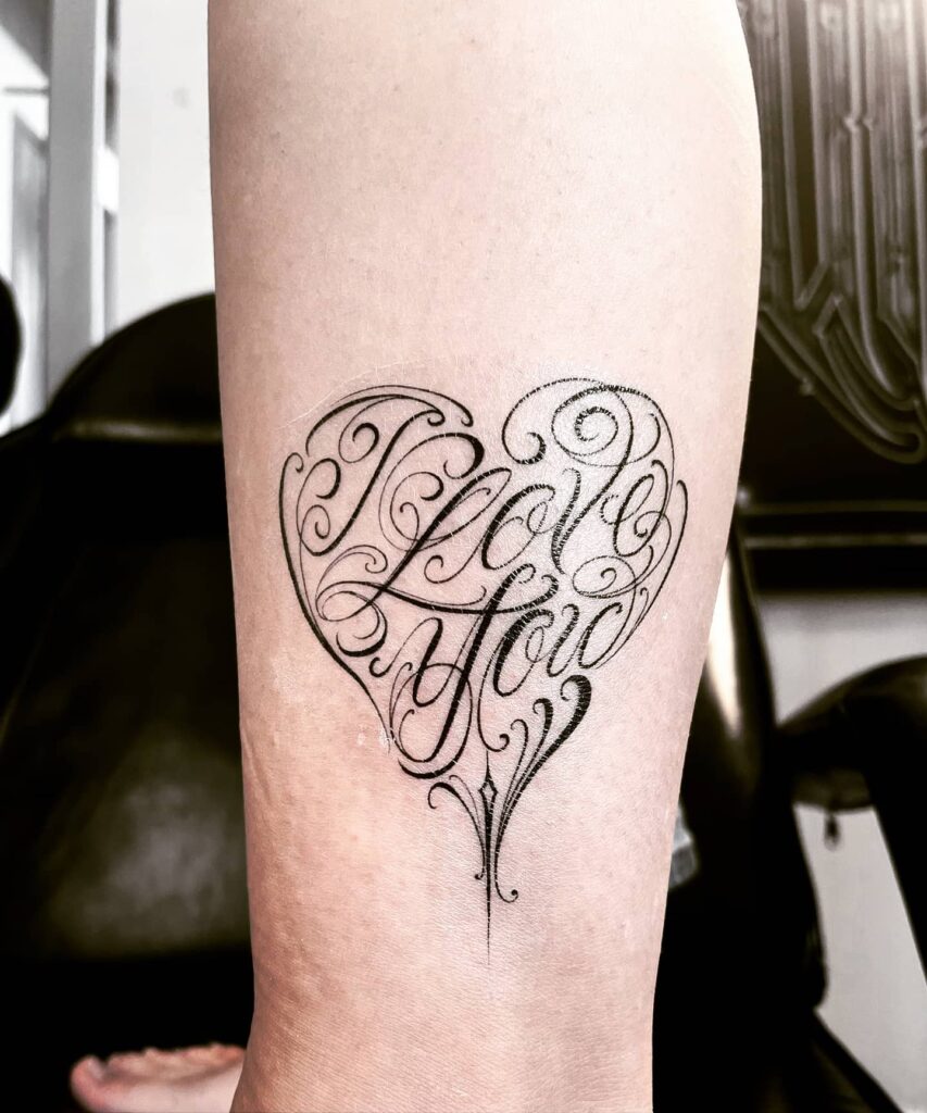 Heart Lettering Tattoo