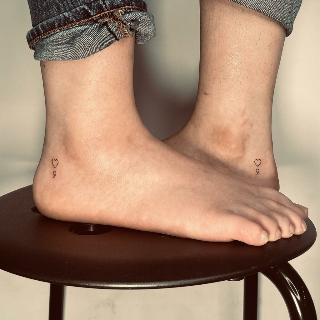 Heart Tattoo On Back Side Of Foot