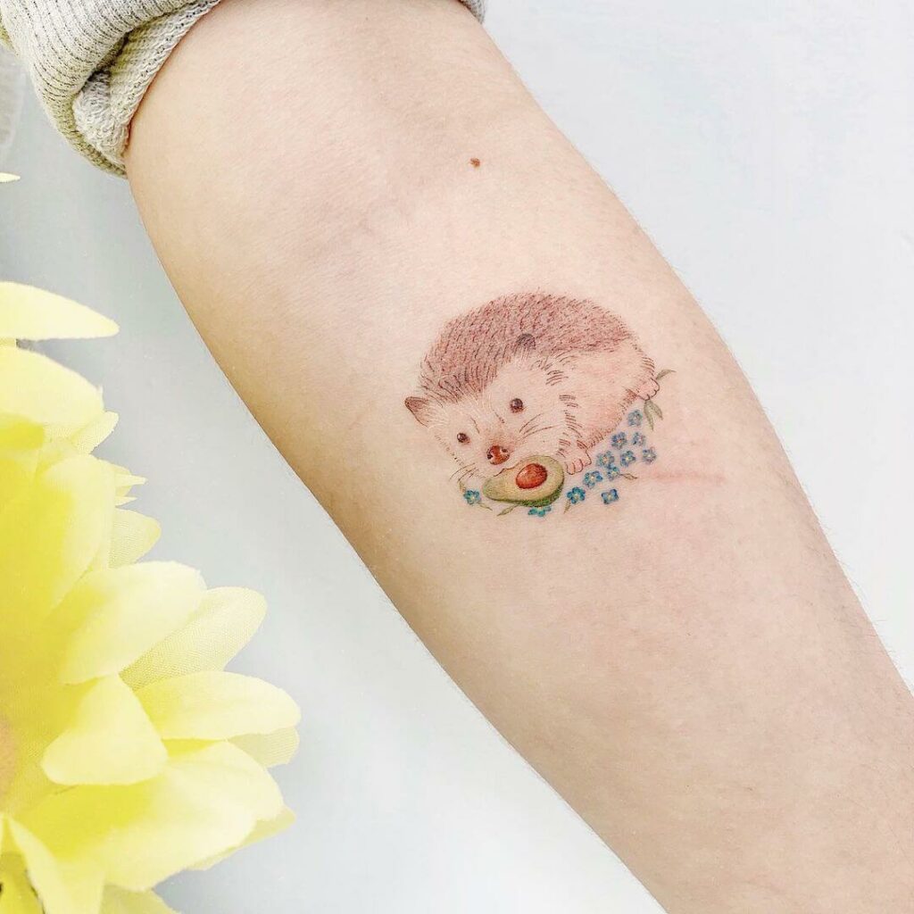 Hedgehog And Avocado Tattoo