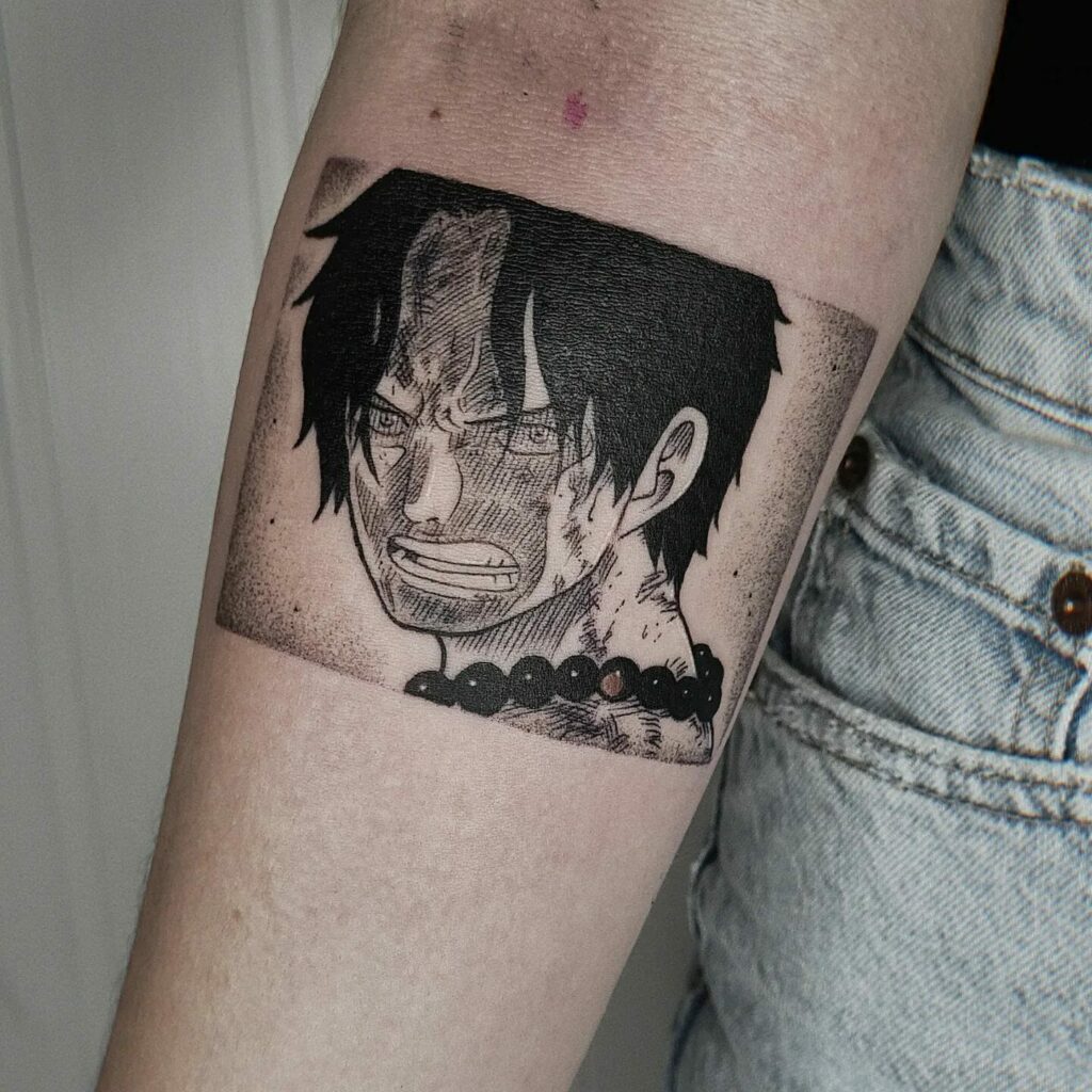 Highly Detailed One Piece Manga Tattoo