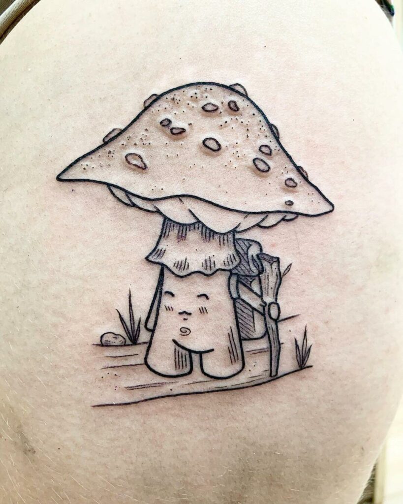 Hiker Mushroom Tattoo