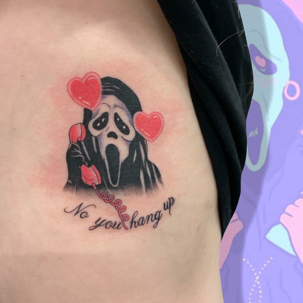 Scream tattoo located on the shin