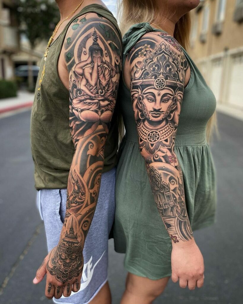 His And Hers Couple Tattoo With Some Asian Mythological Twists