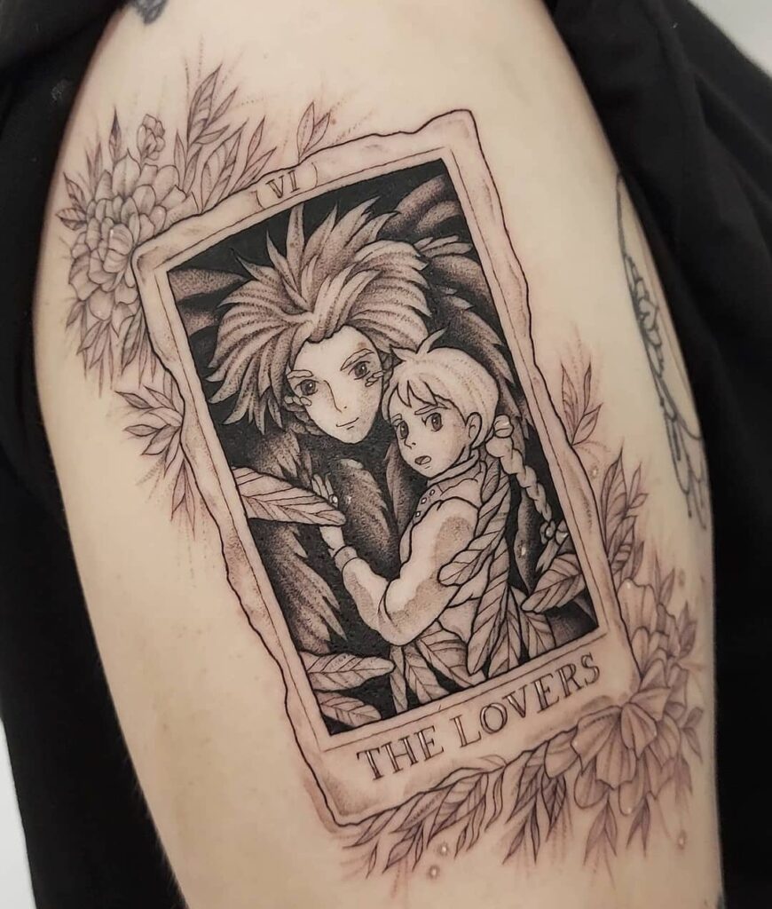 Howls Moving Castle Lovers Card Tattoo 1