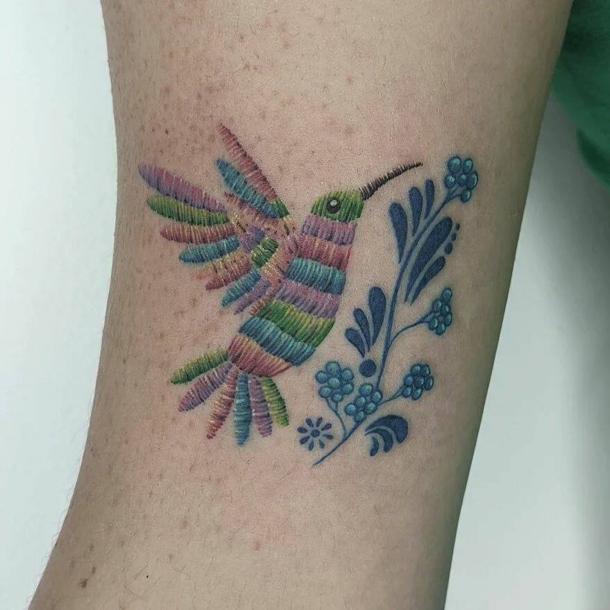 Hummingbird Tattoo With Flowers