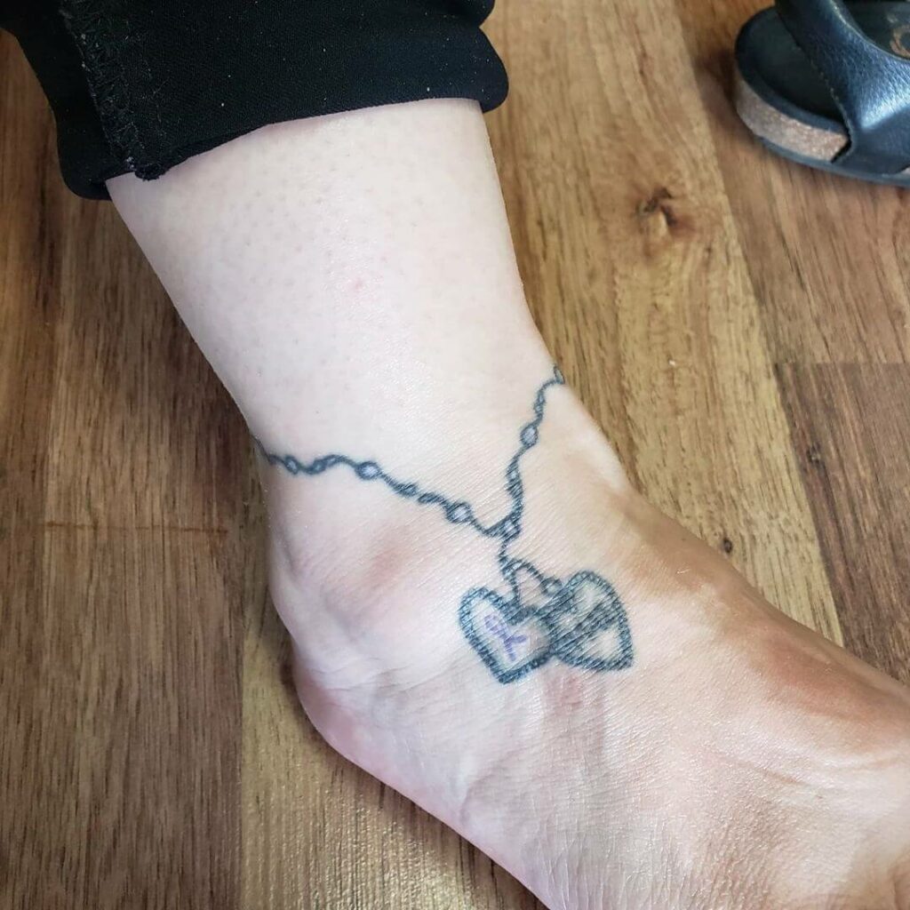 heart anklet tattoos